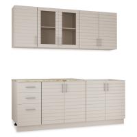 Кухонный гарнитур Комплект №9 Кашемир/Кашемир (столеш Версаль+Сушка+Планка) 2,0м 