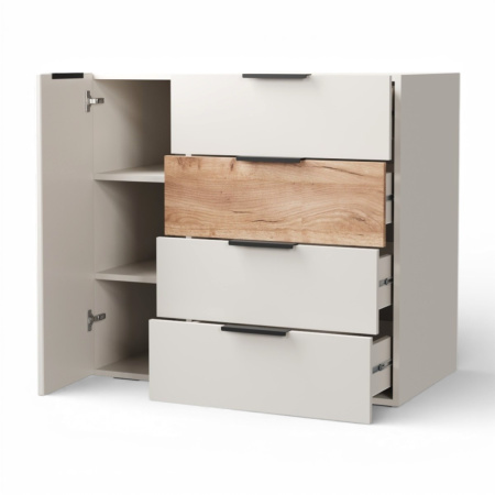 Комод Севиль 1дв.4ящ./ Кашемир/Дуб крафт