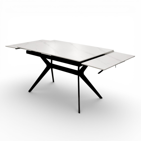 Стол  DTM 0412 CS, 120+30+30*80*76,Керамика цвет мрамор белый Y15, ножки черные