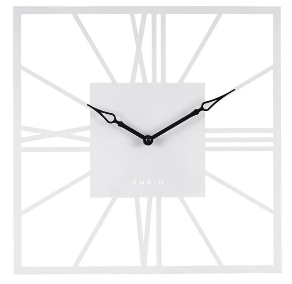 3532-004W Часы настенные из металла, квадрат 35 см, белый "Рим 2"