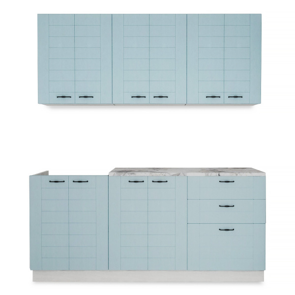 Кухня СОНЕТ  1,8  м  Сосна ЛОФТ / Дуб БИРЮЗА  (столешница Альберика+Планка) 