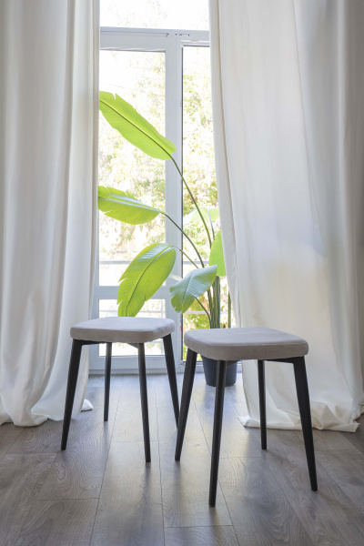 Табурет Ева Т170-бежевый+ножки 7F40(черный)