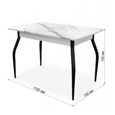 Стол Уют 3 1100(+390)*700*750 Белый / Опора черный 