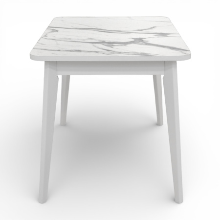 Стол Бриз-2 1100(390)*740 Пластик, 005 Венато (Мрамор белый), подстолье дерево,эмаль белая